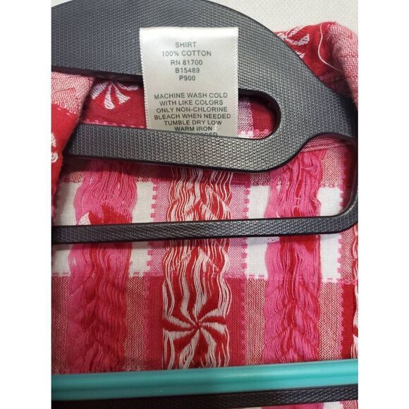 Vintage Blair Embroidered Button Up Top Christmas Holiday Novelty Plaid Candy - Picture 8 of 9